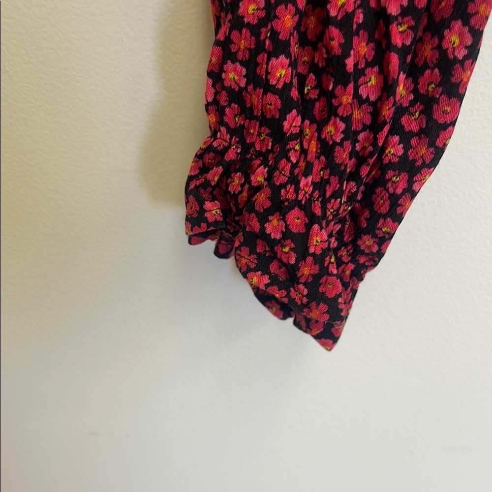 Altar'd State Red and Black Smocked Wrap Blouse - Picture 5 of 7